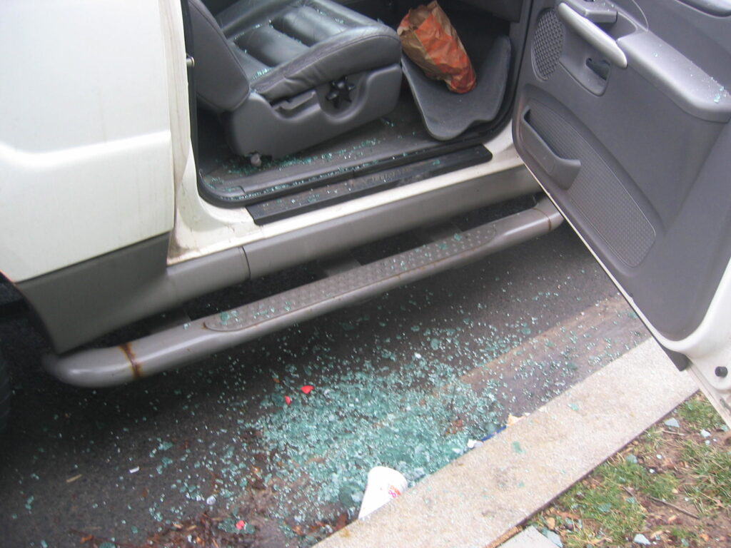 broken glass car smash