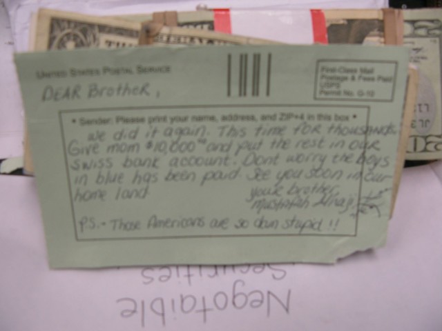 Flim Flam-Note in bag