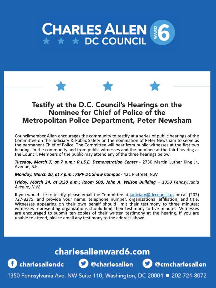 MPD CoP Nominee Hearings Flyer