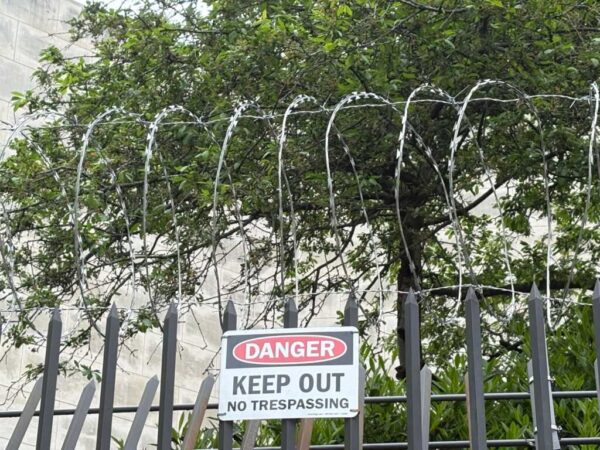 Chinese Embassy Perimeter Fence Now Completely Ensconced in Razor Wire ...
