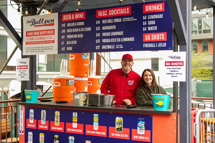 Skip the line with one of several mobile bars posted around the venue
